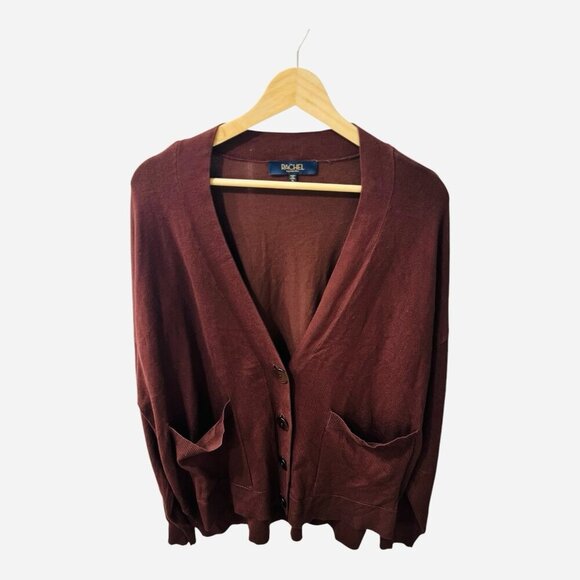 RACHEL ROY Women’s XL Brown High Low Hem Dolman Sleeve Knit Cardigan NWOT - Picture 1 of 6